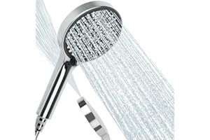 AIXMEET Duschkopf Wassersparend, 125mm Duschkopf Groß mit 6 Strahlarten, Turbogeladenes Design Hochdruck, Handbrause Duschbrause für Baden, Sparduschkopf, Regendusche Duschkopf Druckerhöhend (Silberner)