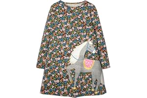 Beilei Creations Mädchen Kleider Baumwolle Karikatur Stickerei Casual Jersey Kleider Gr.85-140