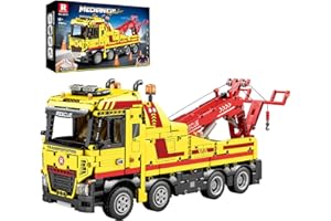 Reobrix RC Tow Truck Building Block Toy, APP/Remote Control Engineering Rescue Heavy Duty Vehicle with Motorset, 22012 Technical Crane Car Construction Brick Gift for Adult Child 14+ (1794Pcs)