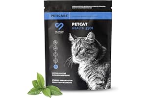 Peticare Gatto Prebiotici Probiotici - Rafforzare Sistema Immunitario, Pulire Intestino, Flora Intestinale, Allevia Allergie e Prurito, Integratore Alimentare Naturale per Gatti - petCat Health 3501