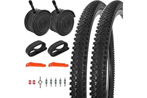JIAYAN Pneus de vélo de rechange pliables de 61/66 x 4,95 cm avec leviers de pneu et doublures de pneus, pneu de VTT 61/66 cm et chambre à air pour VTT tout-terrain