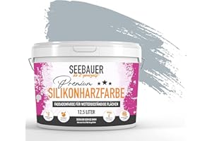 SEEBAUER diy® Silikonharzfarbe Grau Fassadenfarbe (No. 215 Sierra Nevada 300 ml) Selbstreinigend mit Lotuseffekt