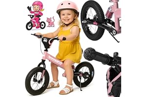 ‎RENNMEISTER RENNMEISTER® Laufrad ab 3 Jahren mit Bremse Balance Bike Kinder bis 50kg Lenker & Sattel Höhenverstellbar Lauflernrad Luftreifen Fahrradständer Federung Mädchen Rosa