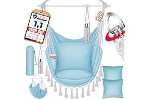 KESSER® Safari XXL Hamac suspendu pour adultes et enfants jusqu'à 150 kg, siège suspendu pour intérieur et extérieur, sac de transport, 2 coussins, porte-gobelet et