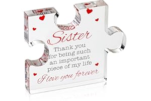 VELENTI Birthday Gifts for Sister - Engraved Acrylic Block Puzzle Sister Present - Cute Birthday Gifts from Sister, Happy Birthday Sister Gift from Brother