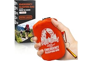 Ironstripe Biwaksack Notfall Schlafsack 2pack - Wasserdichter Überlebens Schlafsack Outdoor XL – Notfall Trillerpfeife Integrierte Kapuze & Thermo-Mylar – Reiß - & Stichfester Notfall-Biwaksack