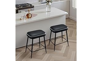 STOOLINK Sgabelli Cucina Set di 2, Sgabello Alto con Poggiapiedi, Sgabelli Bar Pelle in Microfibra, Sgabelli Isola Cucina Moderni Design, Sgabelli da Cucina Per Cucina e Isola Cucina-Nero