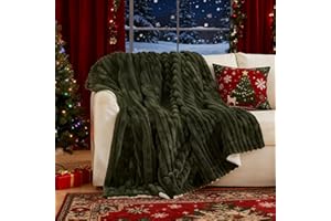 ‎TOPFINEL Tofinel Dicke Kuscheldecke Decke Flauschig Weihnachten 220x240 cm - Große Weighted Sherpa Decken Olivingrün & Cozy Blanket,Imitat-Wolldecke,Warme Schwere Decke & Winter Wohndecke
