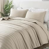 R. SHARE Spring Summer Bed Quilt, Wheat 300 x 270 cm Bedspread 180/200 cm Quilted for Bed or Sofa, Soft and Breathable, Summe