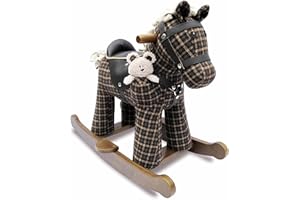 Little Bird Told Me - Rufus & Ted Rocking Horse for Baby/Toddler 9+ Months Unisex - Leatherette Saddle & Bridle, Solid Wooden Frame & Rockers, Removable Plush Toy - British Brand Since 2007