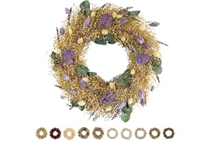 HOLIKI PHILARO Trockenblumenkranz Natur Ø 30cm - kein Plastik I Trockenblumen Premium Qualität aus Europa I Trockenblumen Kranz für Haustür, Wand und Tisch – Lila