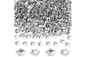NISENTIA 200 Stück Quadratische Nieten Metall, Studs Pyramiden Nieten Set für Leder Ziernieten DIY Punk Niete Silber für Kleidung Taschen Lederband Schuhe Mäntel Handschuhe (8mm)