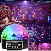 Discokugel LED Party Lichteffekte Musikgesteuert RGB 6 Farbe für Disco Clubs Party Bühnenbeleuchtung mit Fernbedienung…
