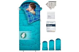 KingCamp Saco de Dormir Infantil de Franela de algodón - Cálido y cómodo para niños de 10 a 12 años (hasta 145 cm) - Camping Accesorios, Viajes y Actividades de Invierno al Aire Libre