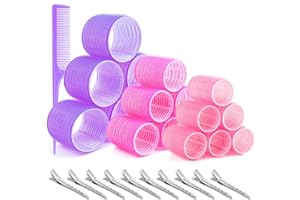 VEVOQIM Lockenwickler Große locken Set, 29 Stücke Jumbo Groß Lockenwickler Set Selbsthaftend Hair Rollers 64mm 44mm 36mm mit Lockenwickler Klammern und Kämme,Haarwickler für Stylische Locken Salon