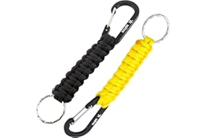 KADACTIVE Paracord Keyrings with Carabiner Keyring Clip - 2 Pack keyrings for Backpack, Survival, Camping - Paracord Key Chain Key Holder - Key Lanyard for Men - car Keyring