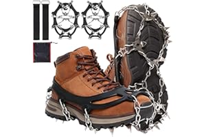 CNMTCCO Ramponi per scarpe da montagna, punte antiscivolo per scarpe e stivali, punte per scarpe da trekking con 19 punte in acciaio inox, trazione con antiscivolo per camminate, alpinismo