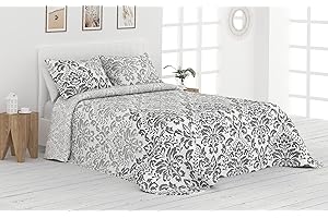 Liniva Home Colcha Bouti Reversible Cosida - Modelo Naomi - Gris, Cama 105 cm