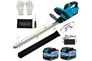 Heckenschere Akku für Makita Akku 18V, 500W Heckenschere Elektrisch, 51 cm Schnittlänge,15 mm Zahnabstand, Dual Schnittklingen (Blau mit 2 Batterie)