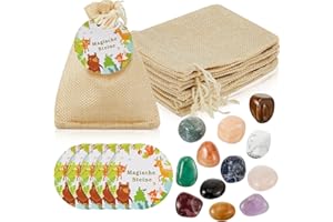 Otuuz 12 Stück Glückssteine für Kinder mit Jutesäckchen Bunte Glücksbringer Steine Magische Steine Party Mitgebsel für Kindergeburtstag Silvester Waldtiere Geburtstag Geschenke Kinder Kleinigkeiten