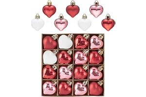 ‎VALERY MADELYN Valery Madelyn 16tlg. Herz Deko Anhänger, 4cm Rot Rosa Weiß Kunststoff Valentinstag, Romantische Liebe Baumschmuck für Hochzeit, Heiratsantrag, Party, Liebesgeschenk