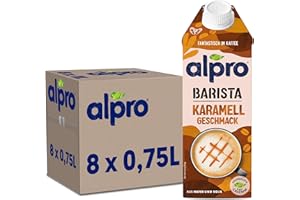 ‎ALPRO Alpro Barista Karamell – Zum Aufschäumen – Von Natur aus laktosefrei – 8 x 750 ml – Haltbar