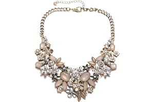 FSMILING Collier ras du cou vintage doré avec cristaux scintillants pour fête