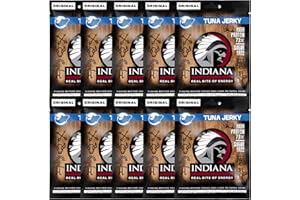 ‎INDIANA JERKY Indiana Tuna Jerky, 73% Protein Trockenfleisch, ohne Zuckerzusatz, Gluten-frei (10 x 15g)