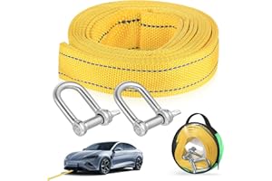 BIEMIAN Abschleppseil PKW, 4 Meter 5 Tonnen (11000 Lbs) Abschleppseil Auto, Schwerlast Abschleppseile Abschleppgurt Mit Reflektierenden Streifen, für Off-Road Recovery, mit 2 STK U Abschlepphaken