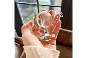 DINGLONG Globe de Cristal Mini Terrestre Rond - Carte du Monde en Boule de Verre - Papiers Décor Artisanat Ornement de Bureau - Parfait pour la Décoration de la Maison