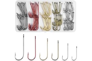 SHADDOCK 150pcs Aberdeen Fishing Hooks Kit Long Shank Aberdeen Hooks Assorted Small Size Sharpened Live Bait Fishing Hook Set for Saltwater Freshwater Bass Catfish Trout Crappie Panfish