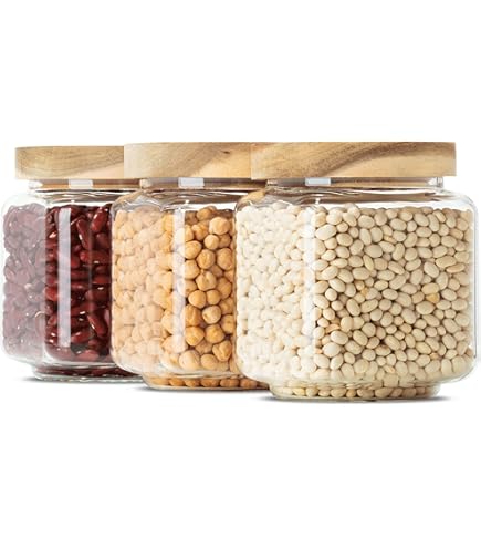 Econovo® Lot De 3 Bocaux De Conservation Carrés Avec Couvercle (3 Pièces) En Verre Borosilicate Soufflé à La Bouche, Empilables Et Hermétiques, Boîtes De Conservation Rectangulaires