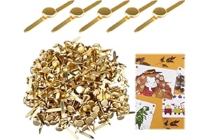 FUNVER 300PCS Attaches Parisiennes Métalliques Dorées, 8x18mm Parisienne Mini Brads, Attaché Parisienne Pour Scrapbooking Loisirs Créatifs Papeterie Fixation Fixation Papier Photo et Décoration Artisanale