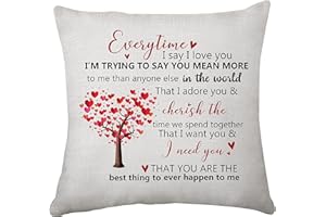 HASODEO Everytime I Say I Love You Cushion Cover Gift for Her & Him Couples Valentines Pillow Cover Gifts for Girlfriend and Boyfriend, Anniversary Present for Wife and Husband Pillow Cover (071 Everytime)