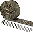 LIHAO Hitzeschutzband Basaltfaser Auspuffband 10M mit Kabelbinder für Fächerkrümmer Thermoband Krümmerband