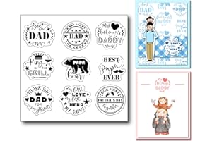 arriettycraft Father's Day Sentiment Clear Stamps for Card Making or Journaling Best Dad Papa Tranparent Rubber Stamps for Scrapbooking Photo Album Gift Tags Paper Crafting Decoration