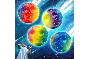 Lubibi 4 Pezzi Palle Spaziale Rimbalzanti, Palla Rimbalzante Luna ad Alto Rimbalzo, Giocattolo Sensoriale, Palla Rimbalzante Resistente in PU, Giochi di Palline Rimbalzanti per Bambini e Adulti