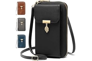 VOBUKE Handytasche zum Umhängen Klein RFID Schutz Umhängetasche Damen Leder Schultertasche mit 12 Kartenfächer Handy Crossbody Tasche Multifunktionale Reißverschluss Abnehmbar Schultergurt Geldbörse
