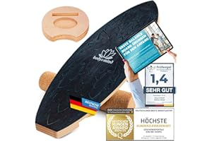 BODY & MIND Balance-Board planche de surf planche d'équilibre à secouer pour la physiothérapie entraînement au surf ; entraîne l'équilibre et la coordination avec E-BOOK gratuit