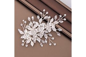 MEITREND Wedding Hair Clip Hair Accessories for Women Handmade Sliver Flower Rhinestone Headpiece Hair Pins for Bridal Bridesmaid Girls (Elegant Sliver)