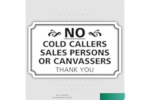 LANDING DESIGNS 2 x No Cold Callers Canvassers Salesman Front Door Sign Sticker Various Options (No Cold Callers 100mm x 60mm)