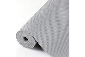 Hersvin 70cmx500cm Plastico Protector para Cocina Cajones, Alfombras Non Adhesivo para Nevera Mueble Fregadero Estante Organizador Cubiertos EVA Cubre Encimera(Gris Claro/Punto)