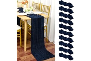 YMHPRIDE 10 Packs Cheesecloth Table Runner Navy Blue, 90x300cm Dark Blue Rustic Gauze Fabric Boho Table Runner, Blue Cheesecloth Wedding Table Decor for Wedding Party Bridal Shower Table Decorations