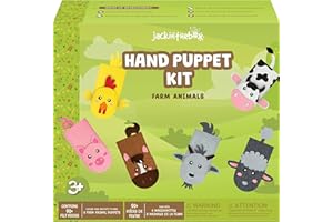 jackinthebox Hand Puppet Making Kit - 6 Farm Animals Felt Puppet Craft Kit for Kids, Great Craft Gifts for Kids Ages 4-8 Years to Make Your Own Puppets.