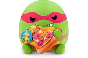 Snackles 35 cm Plush Teenage Mutant Ninja Turtles Edition by ZURU, Cuddly Squishy Comfort Plush with Teenage Mutant Ninja Turtles theme and Pizza Snack Accessory (Raphael)