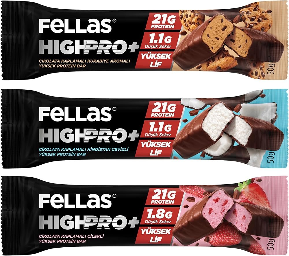 Fellas Çikolata Kaplı HighPro+ Protein Bar 50gr Deneme Paketi 3'lü