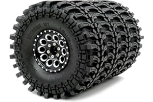 hobbysoul 1.9 Tyres Height 4.75" (121mm) Mounted on 1.9 Beadlock Wheels Black Fit 1/10 Crawler Redcat Gen8 Traxxas TRX-4 Tamiay CC01 Axial SCX10 Mud Crawler Badland Terrain, (4-Pack, Assembled)
