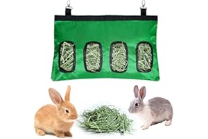 ZephyrCraft Kaninchen Heutasche, Heu-Futterbeutel, Meerschweinchen Futterstation, Kleintier Futtersack für Hasen, Chinchillas und Hamster, mit 4 Fenstern