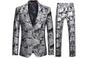 Allthemen Abito da Uomo in 2 Pezzi Slim Fit Casual Wedding Business Cena Jacquard Vestito Completo Giacche Blazer Pantaloni