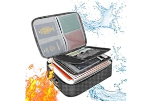 Yuehuamech Bolsa de documentos ignífuga de gran capacidad, impermeable, caja de almacenamiento ignífuga, caja organizadora de documentos con cerradura para archivos legales, certificados de pasaporte,